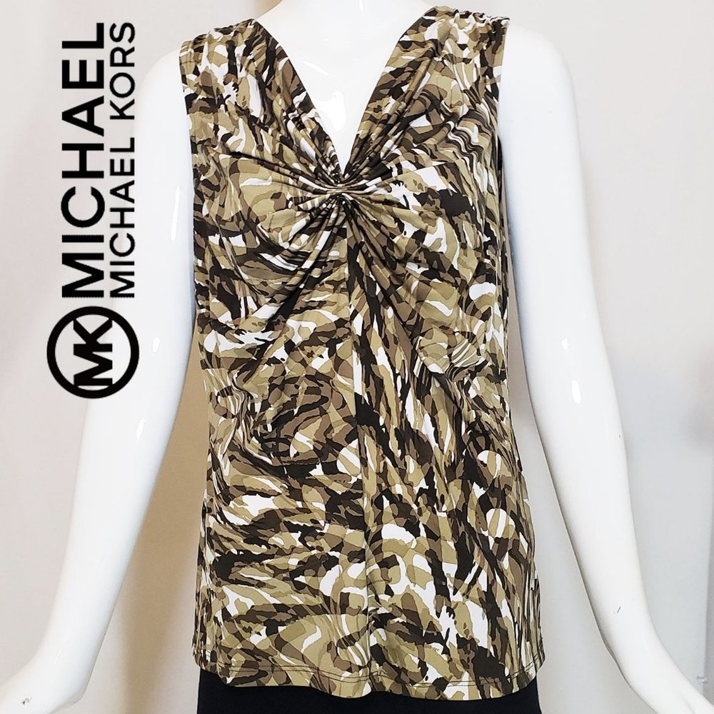NWOT Sleeveless Blouse Camouflage inspired print